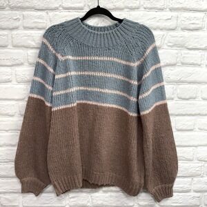 Listicle Womans Oversized‎ Fuzzy Sweater Long Sleeve Crewneck Chunky Knit Size L